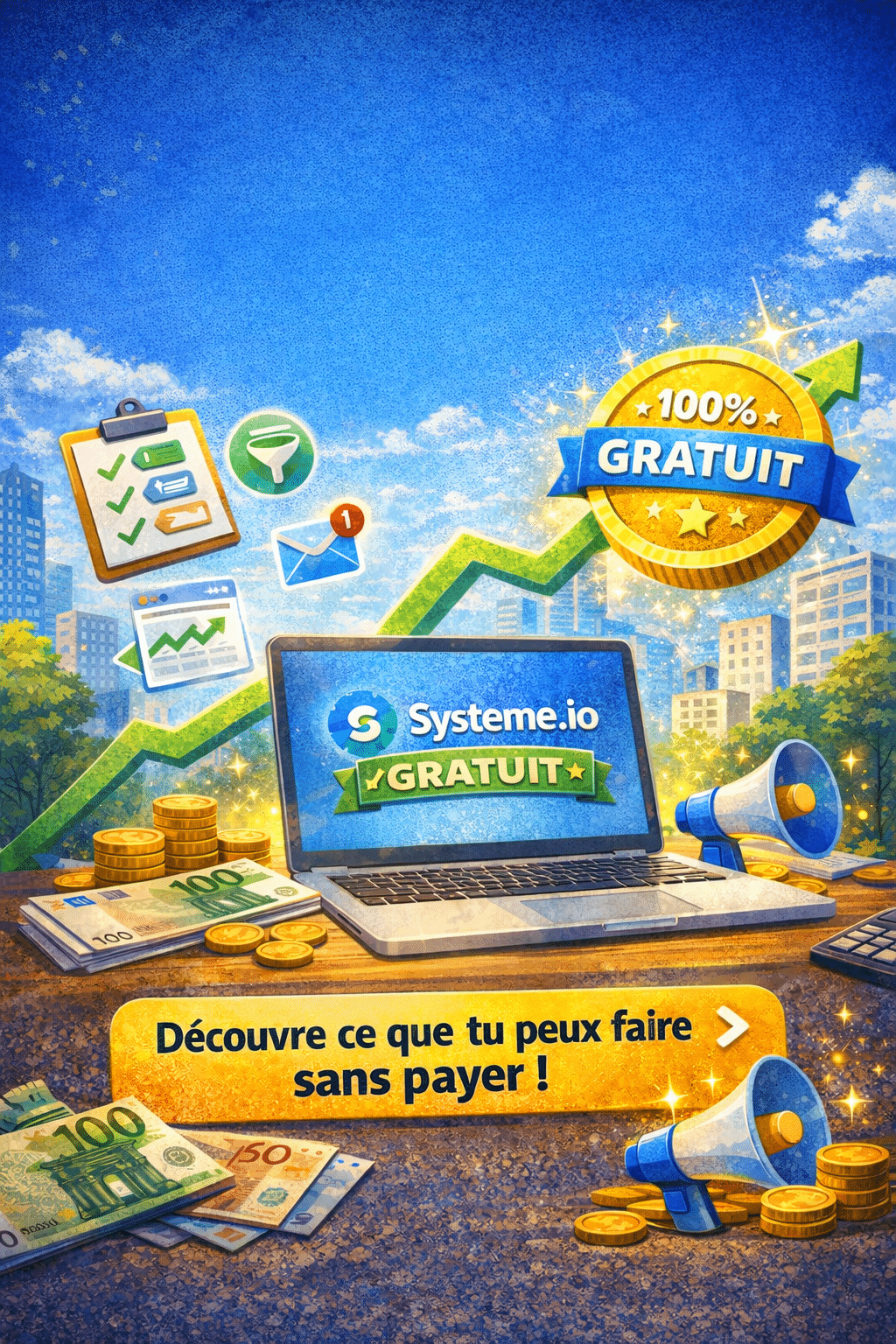 Systeme.io plan gratuit 2026 — tunnels, emails et vente sans payer