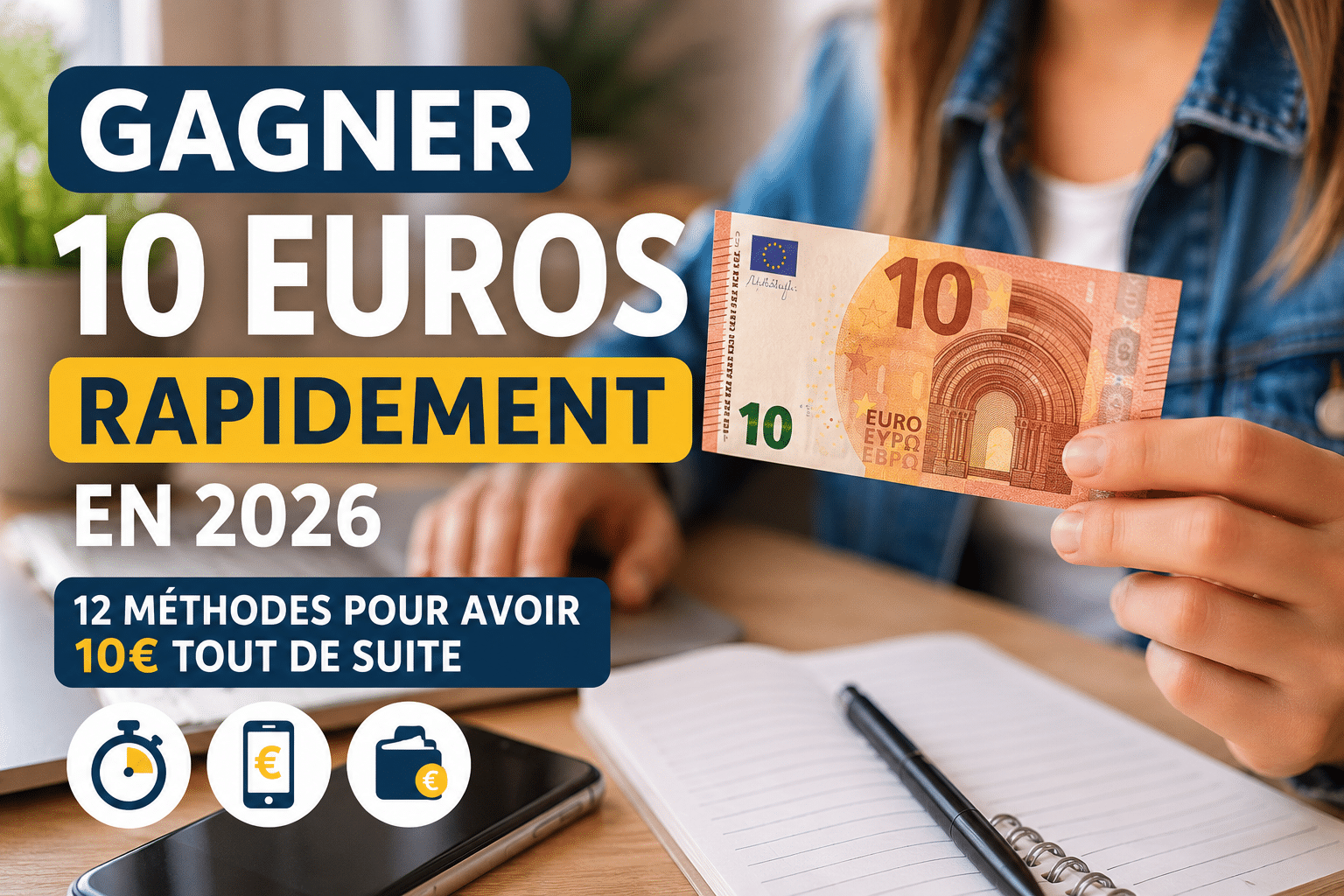 Comment gagner 10 euros rapidement en 2026 : 12 méthodes pour avoir 10€ tout de suite