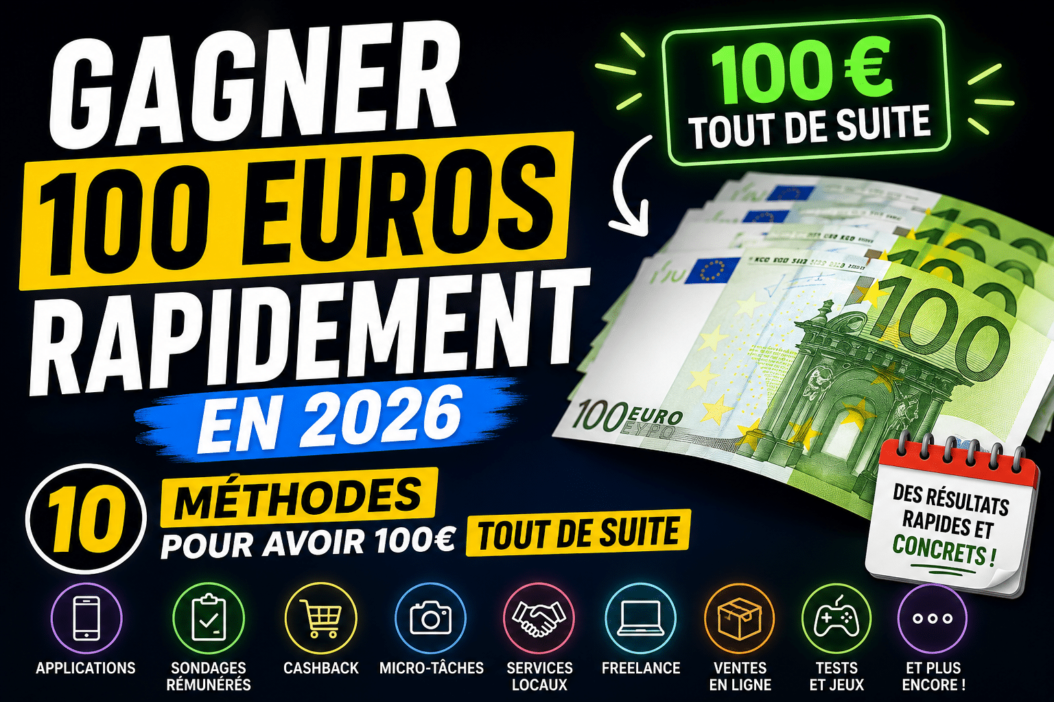 Comment gagner 100 euros rapidement en 2026 : 10 méthodes pour avoir 100€ tout de suite