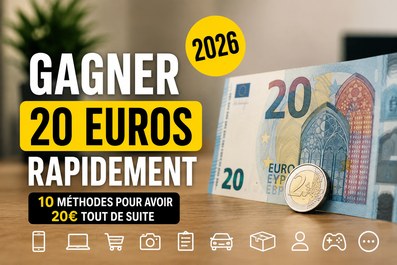 Comment gagner 20 euros rapidement en 2026 : 10 méthodes pour avoir 20€ tout de suite