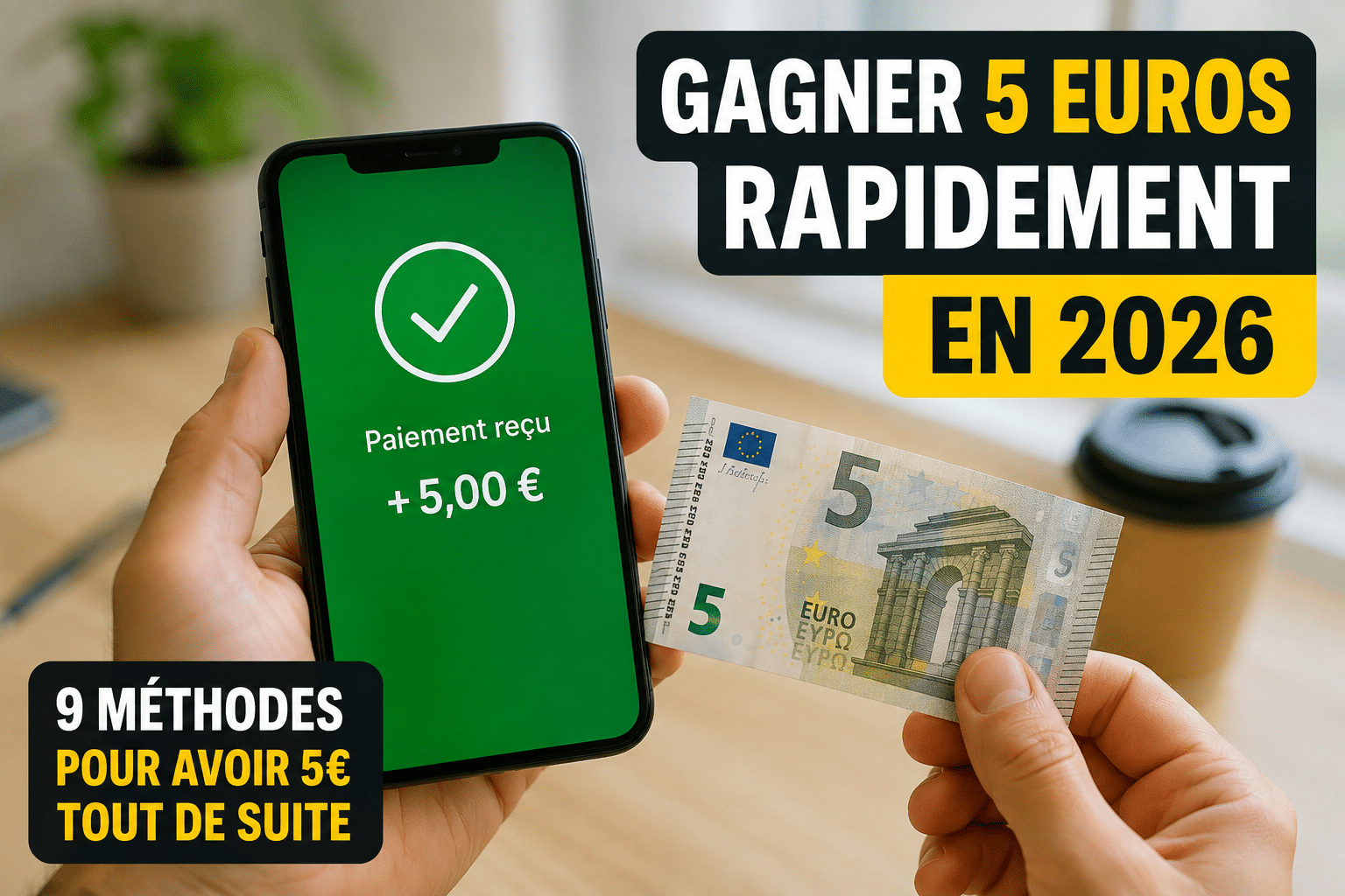 Gagner 5 euros rapidement en 2026 : méthodes pour avoir 5€ tout de suite